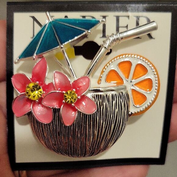 Napier Colorful Cocktail Brooch - Picture 1 of 2